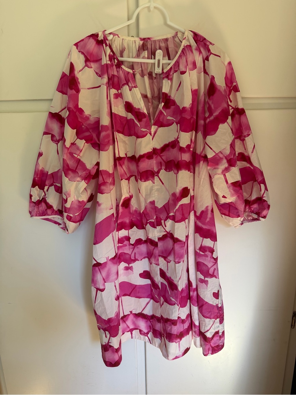 COS Pink and White Floral Watercolor Tunic Dress / 100% Cotton